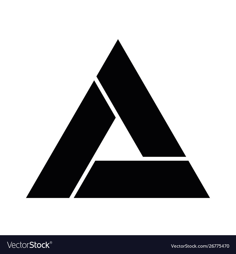 Triangle icon with three overlapping sides vector image Triangle icon with three overlapping sides