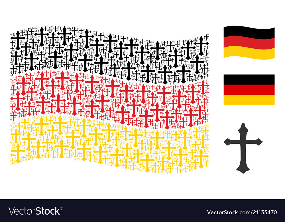 Waving german flag collage of christian cross