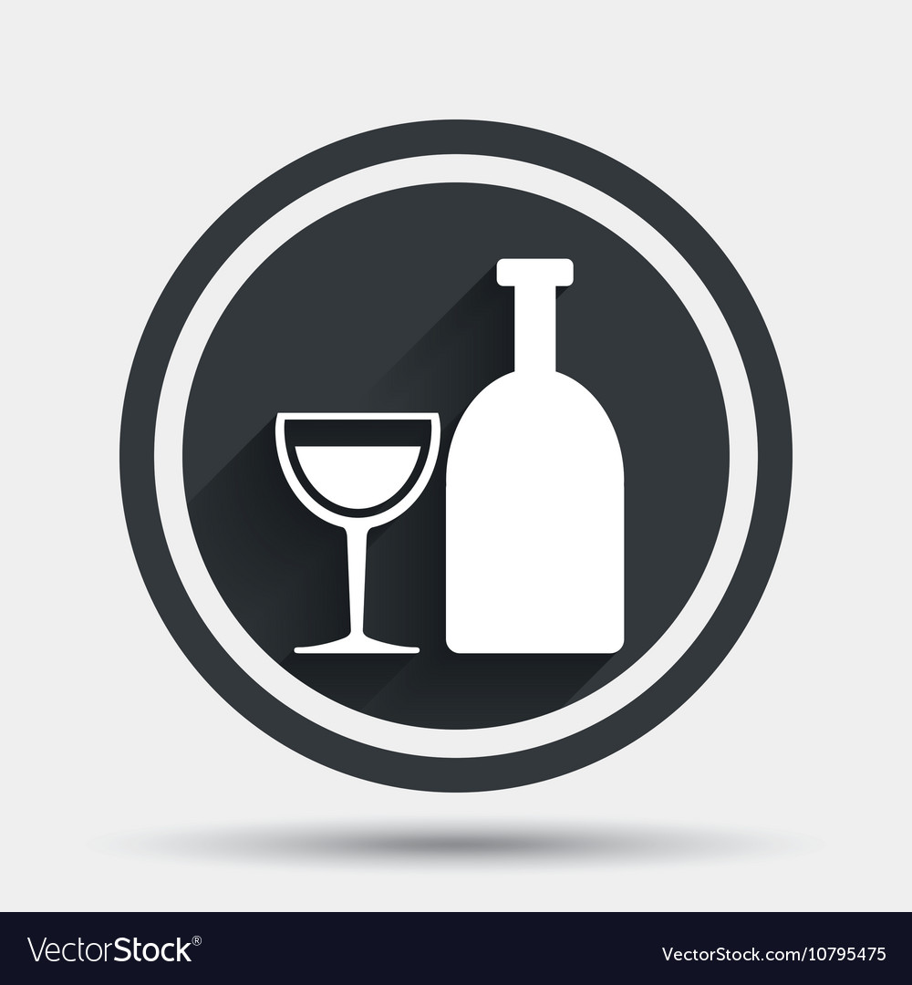 Alcohol Sign Drink Symbol Bottle With Glass Vector Image 5977