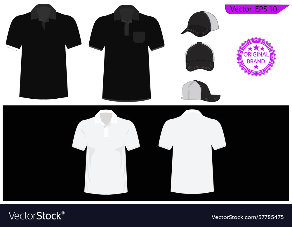 Blank black and white t-shirt set template