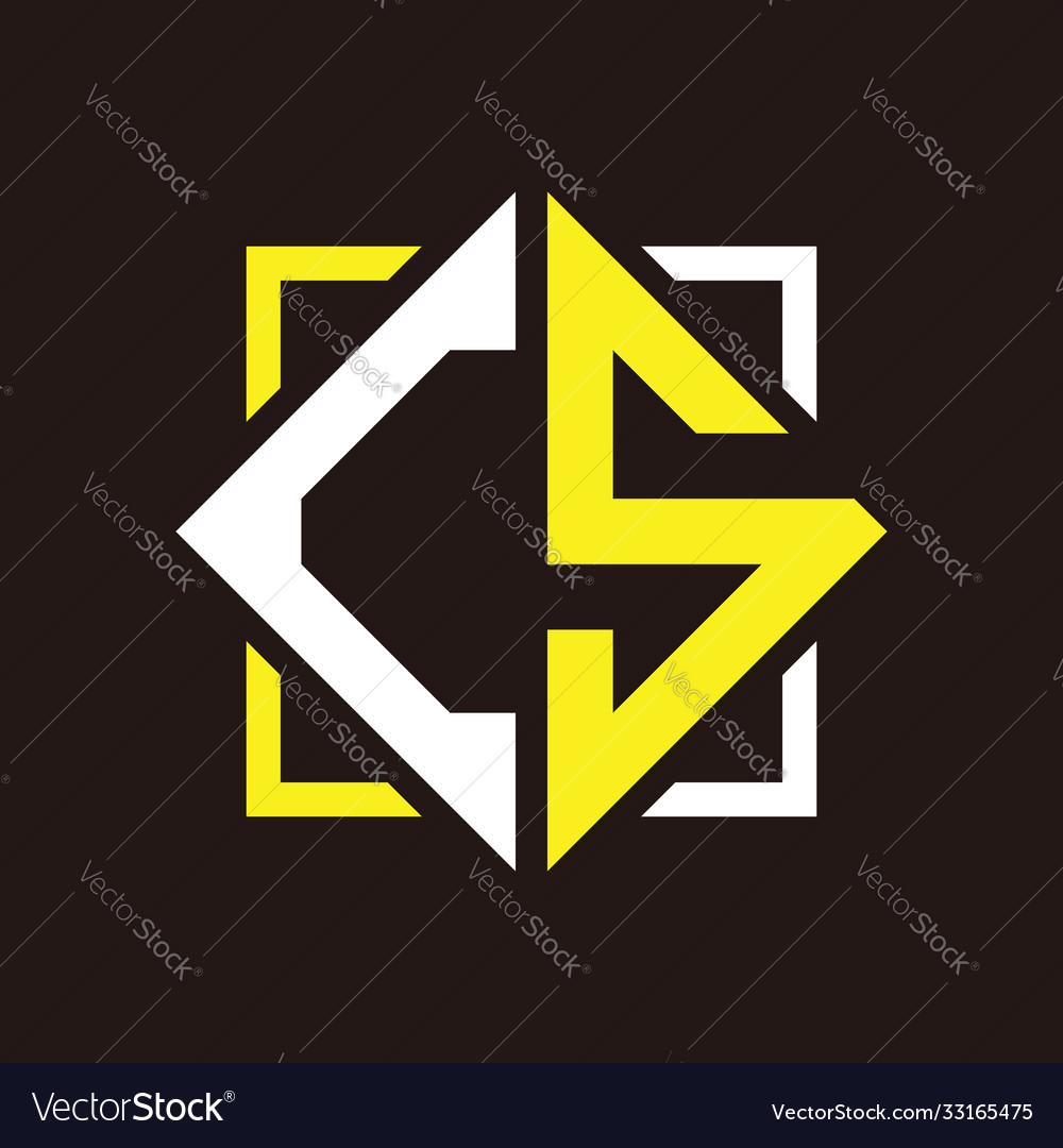 C s initials quadrangle monogram with square
