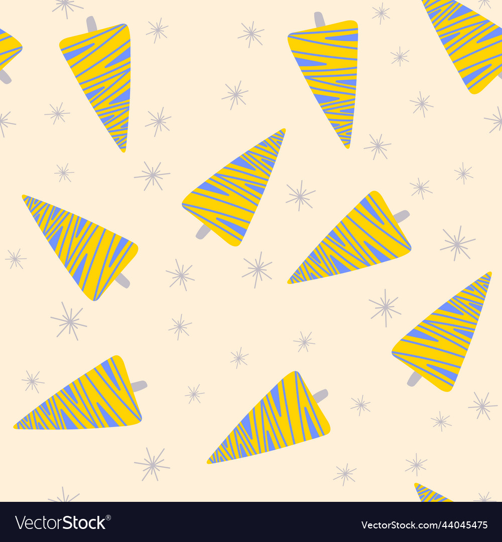 Christmas tree and snowflake seamless pattern new vector image Christmas tree and snowflake seamless pattern new