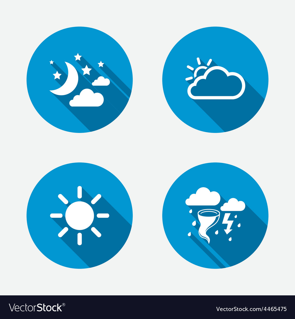 Cloud and sun icon storm symbol moon and stars Vector Image