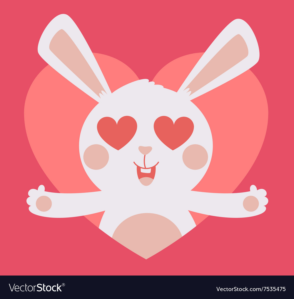 Cute bunny crazy in love inside heart Royalty Free Vector