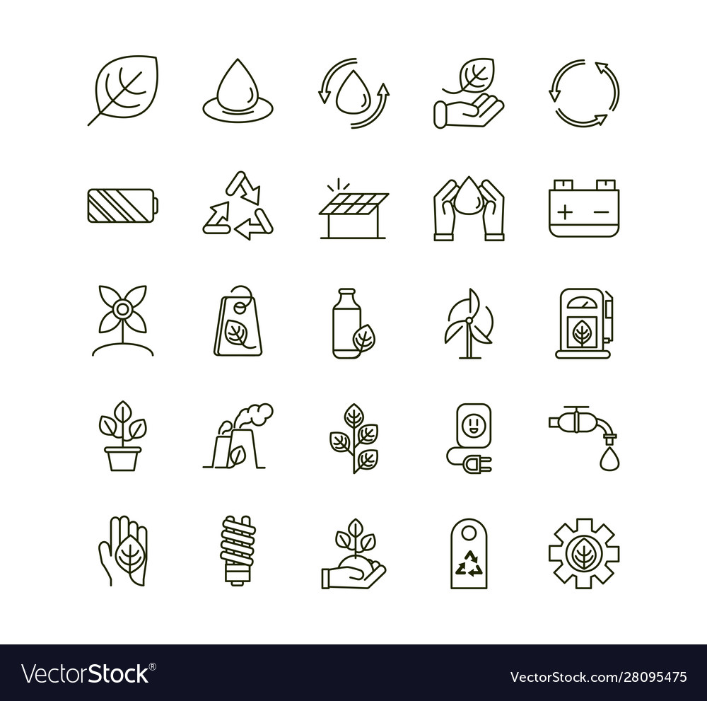 Environment ecology icons collection line Vector Image