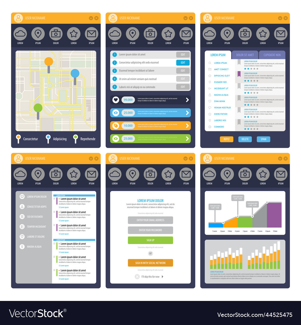 Flat mobile ui design
