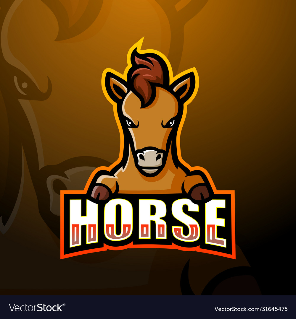 Horse head mascot esport logo design Royalty Free Vector