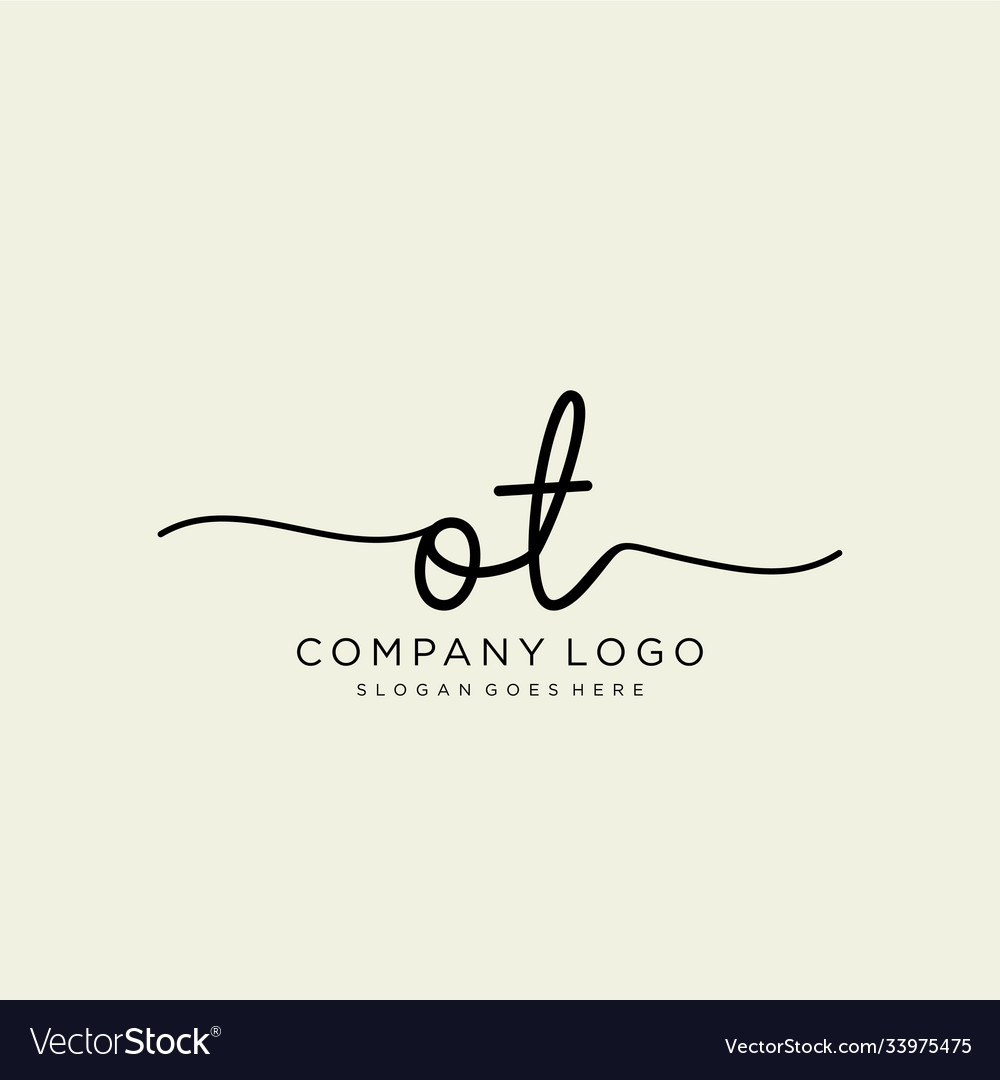 Initial ot handwriting logo with circle template