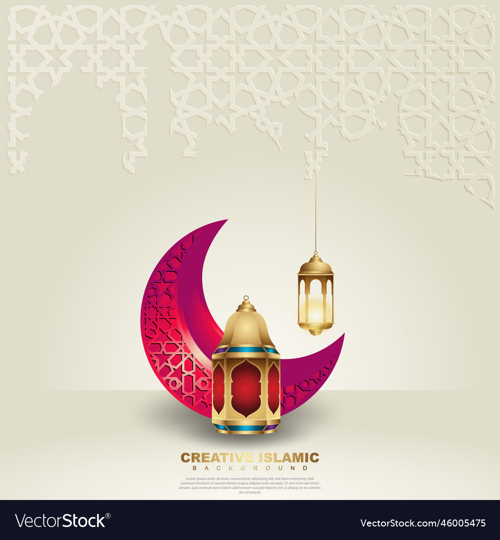 Islamic design greeting card background template Vector Image