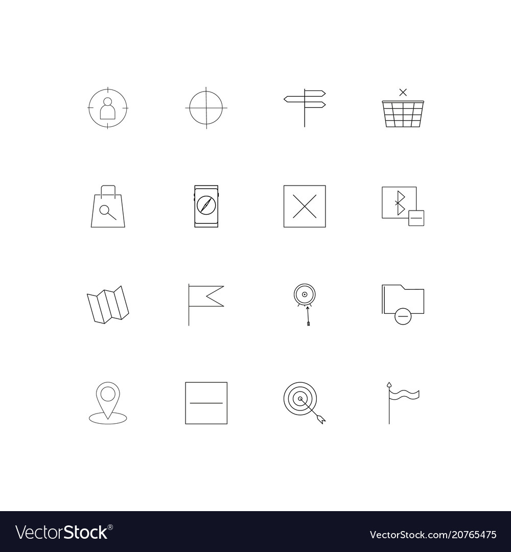 Maps and navigation linear thin icons set