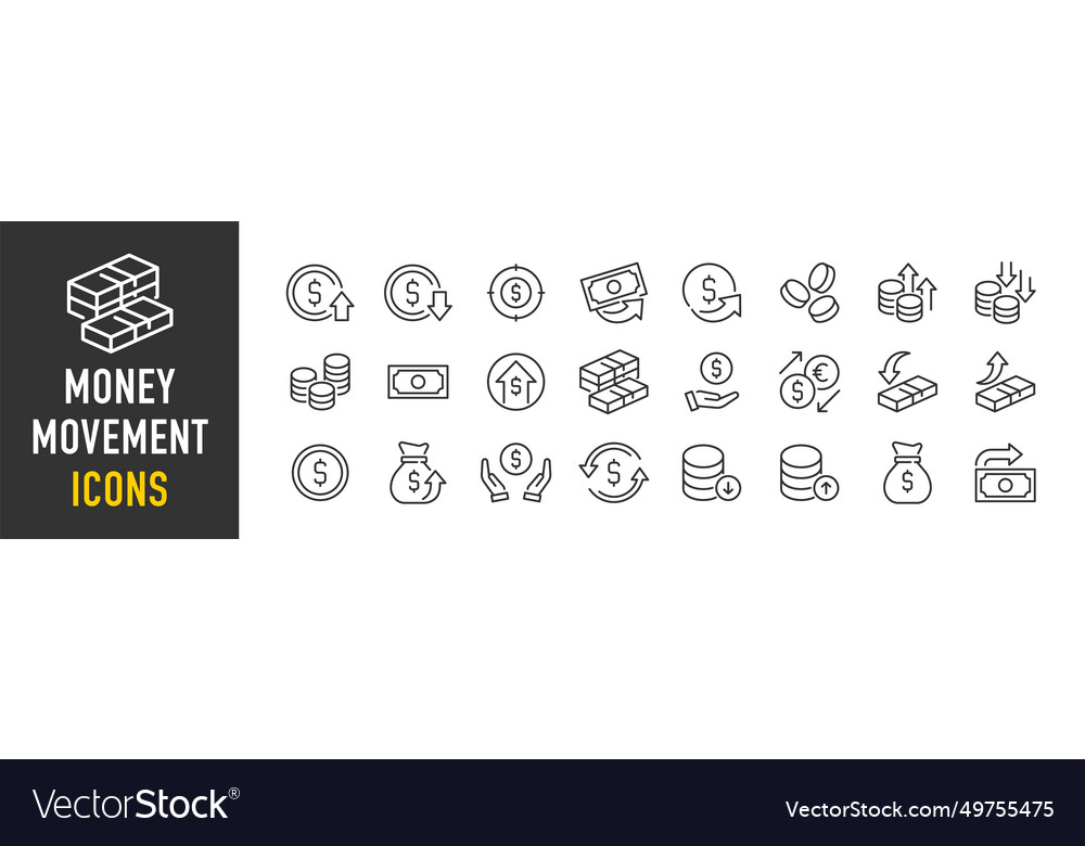 Money movement web icons in line style coin