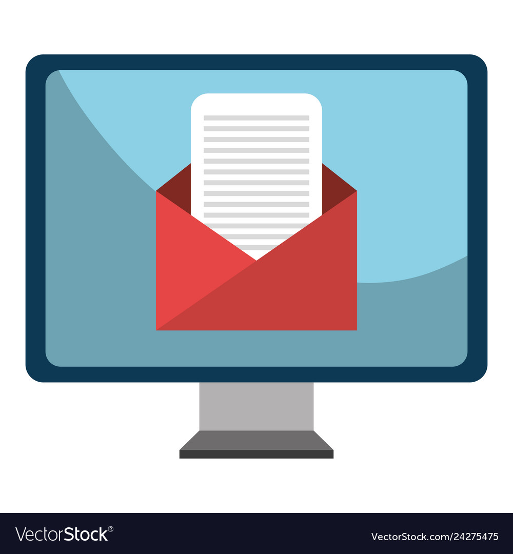 Monitor computer with envelope mail vector image Monitor computer with envelope mail