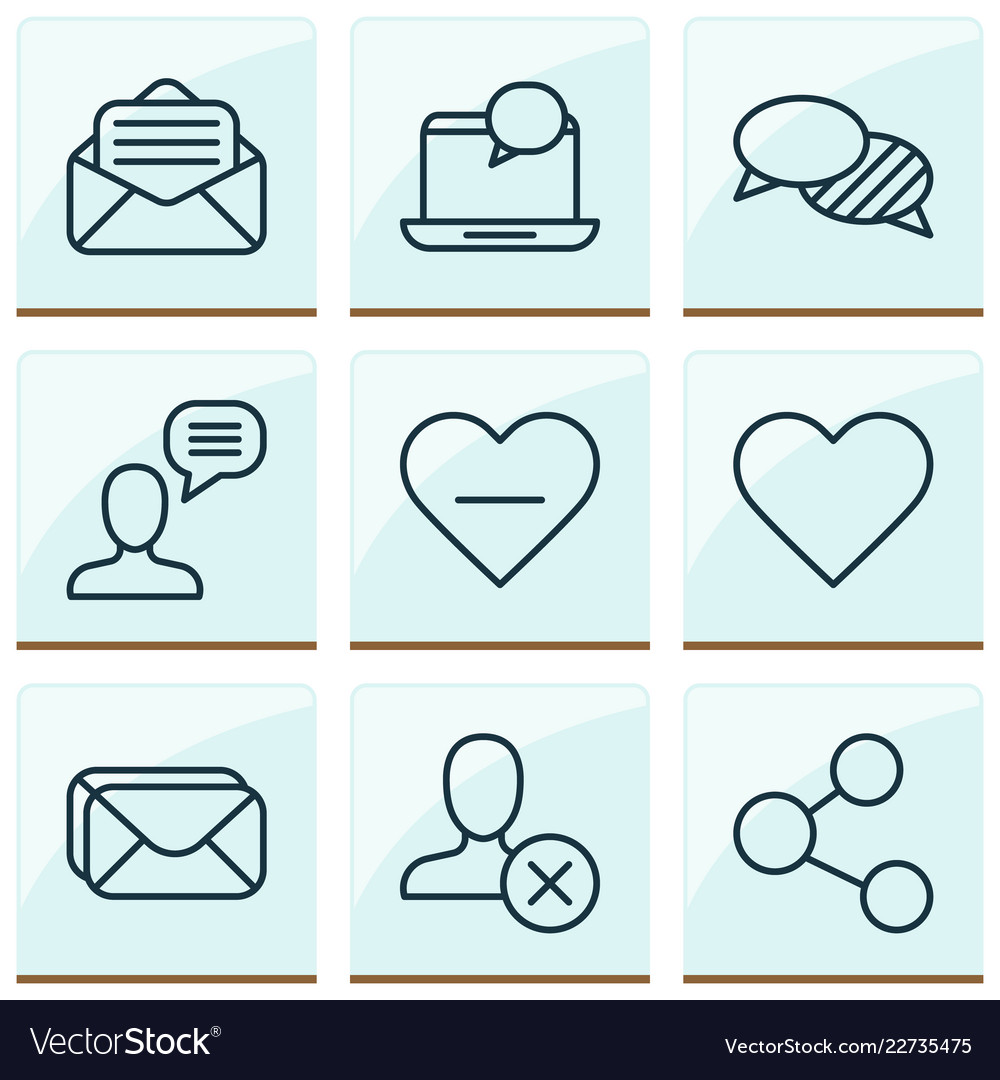Network icons set with like button inbox vector image Network icons set with like button inbox