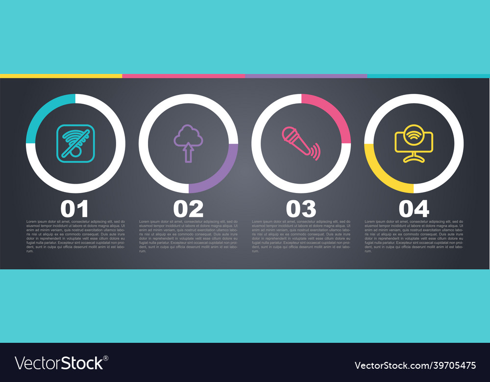 Set line no wi-fi wireless internet cloud upload vector image Set line no wi-fi wireless internet cloud upload