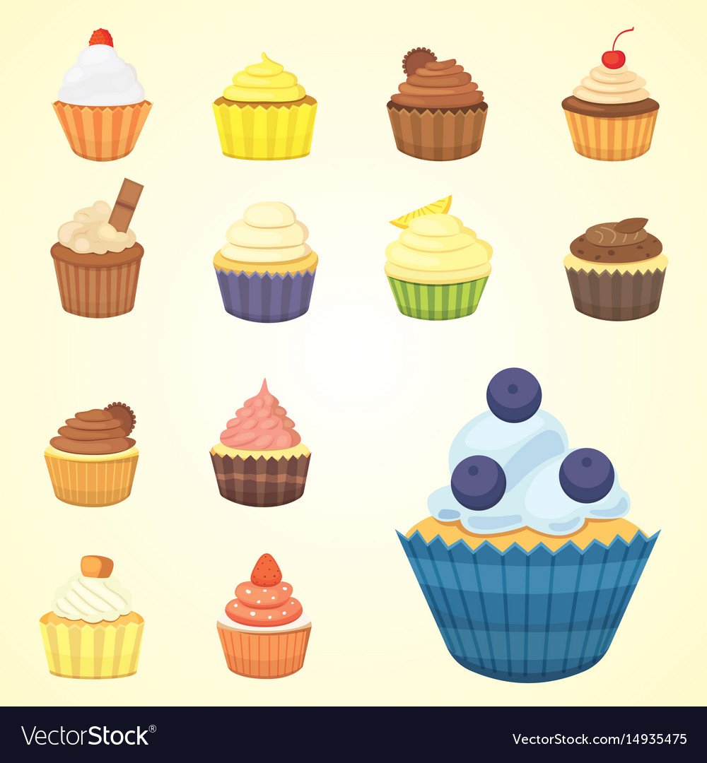 Set von süßen Cupcakes und Muffins bunt