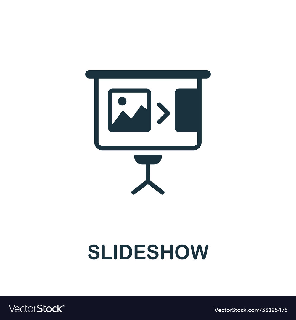 Slideshow icon monochrome simple element from vector image Slideshow icon monochrome simple element from