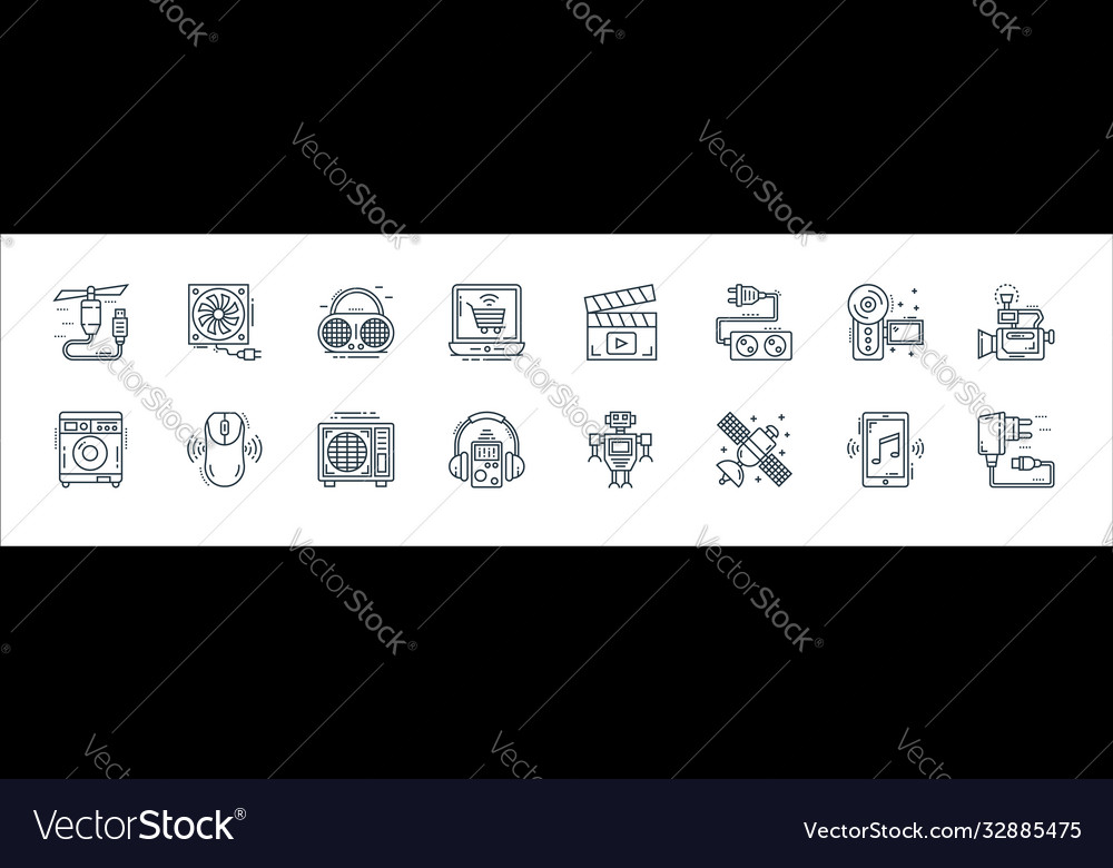 Technology devices line icons linear set quality vector image Technology devices line icons linear set quality