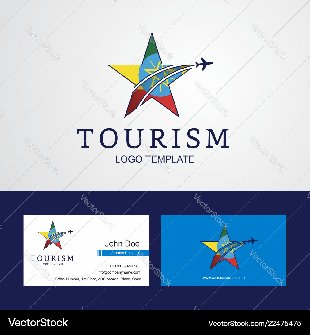 Travel ethiopia flag creative star logo Royalty Free Vector