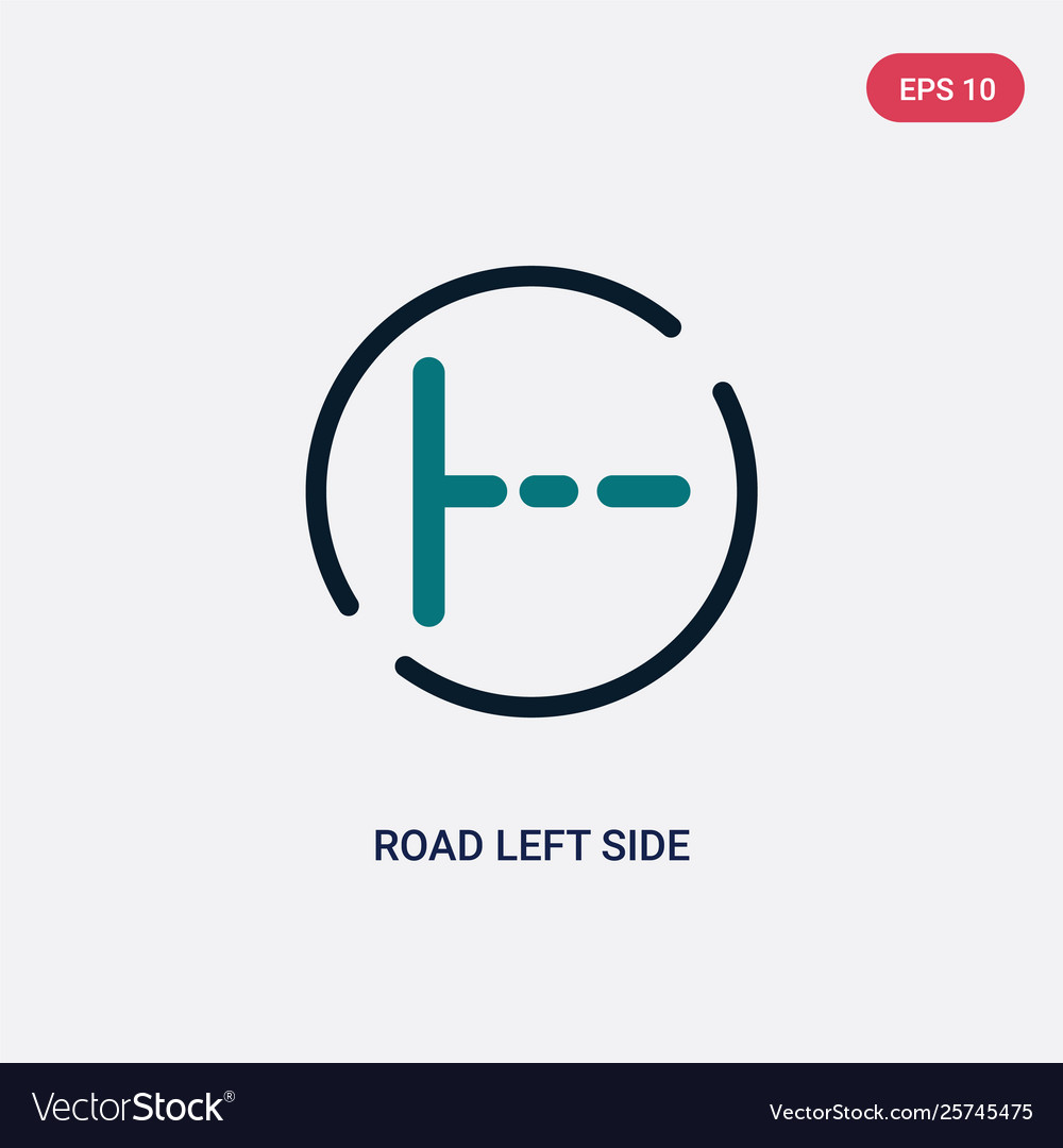 Two color road left side icon from maps and flags
