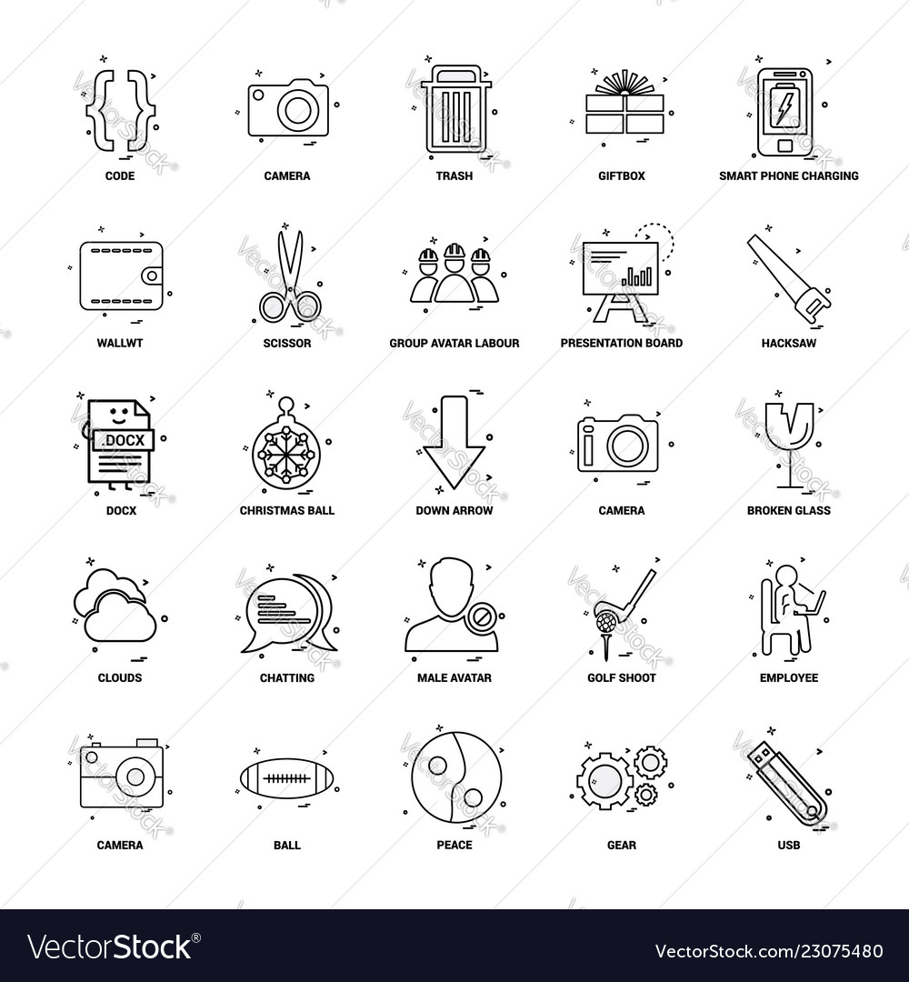 25 business concept mix line icon set