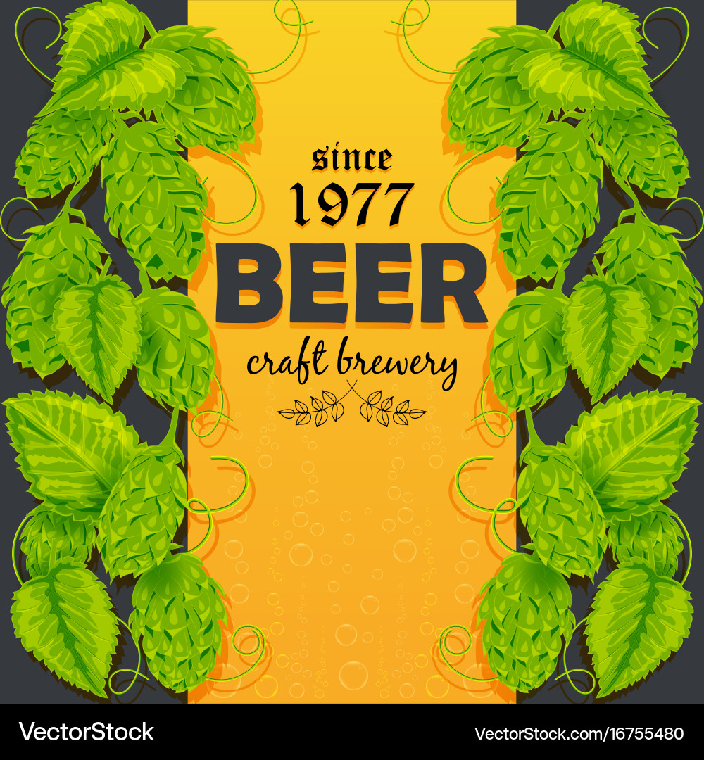 Beer poster with a plant hops Royalty Free Vector Image