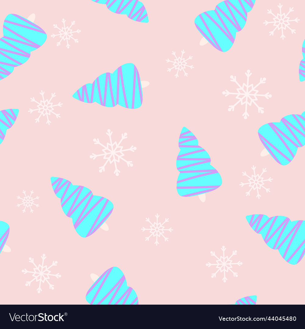 Christmas tree and snowflake seamless pattern new