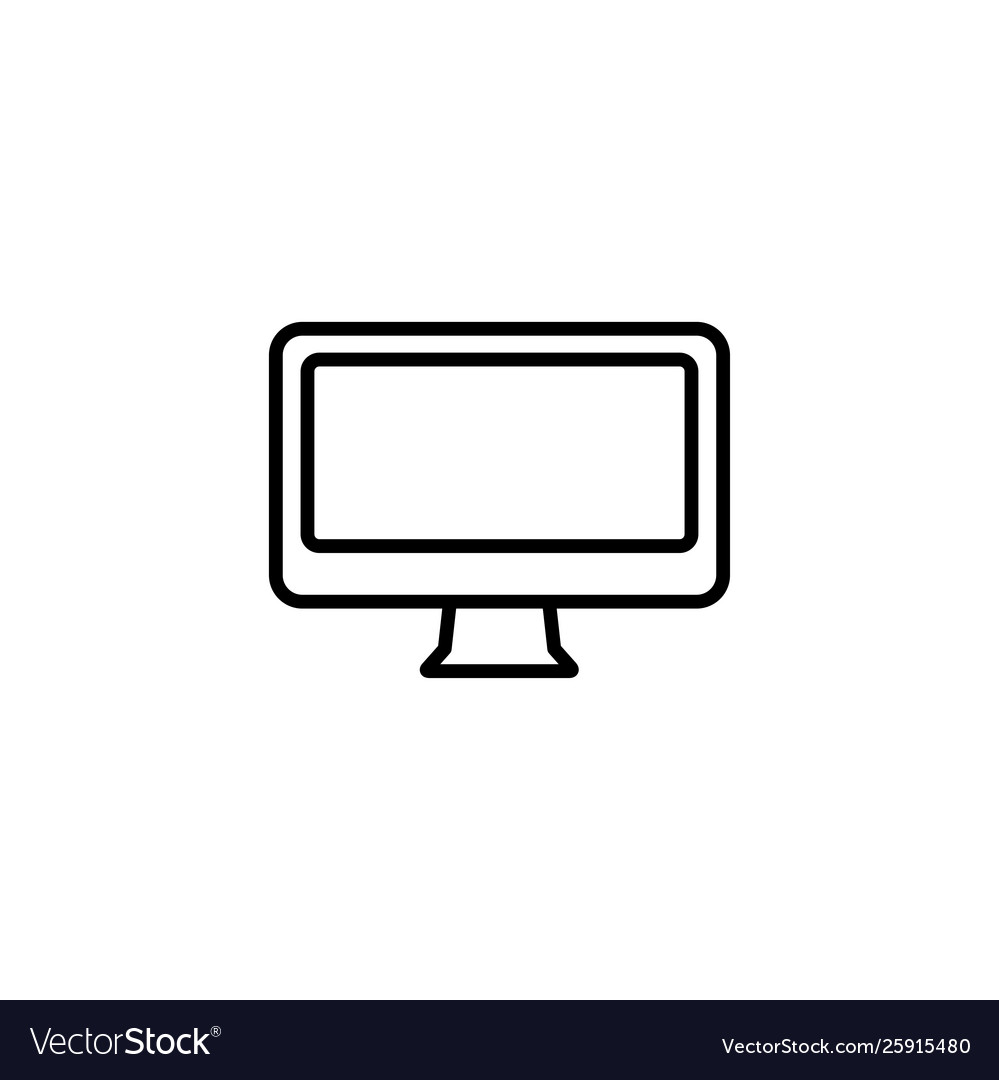 Computer monitor line icon in flat style vector image Computer monitor line icon in flat style