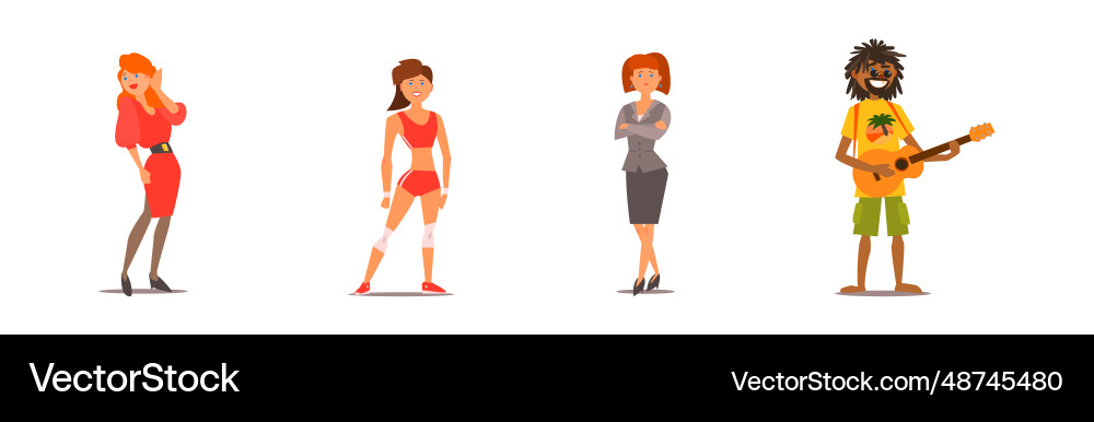 Different man and woman character standing Vector Image