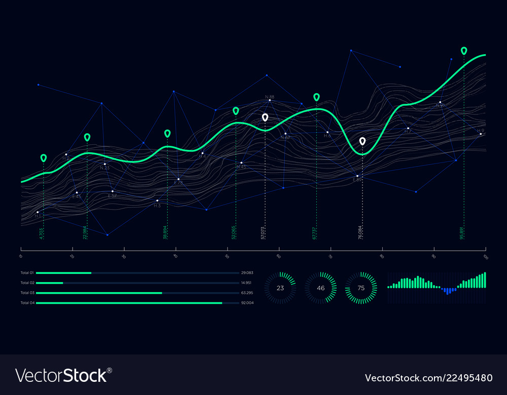 Digital business analytics concept data threads vector image Digital business analytics concept data threads