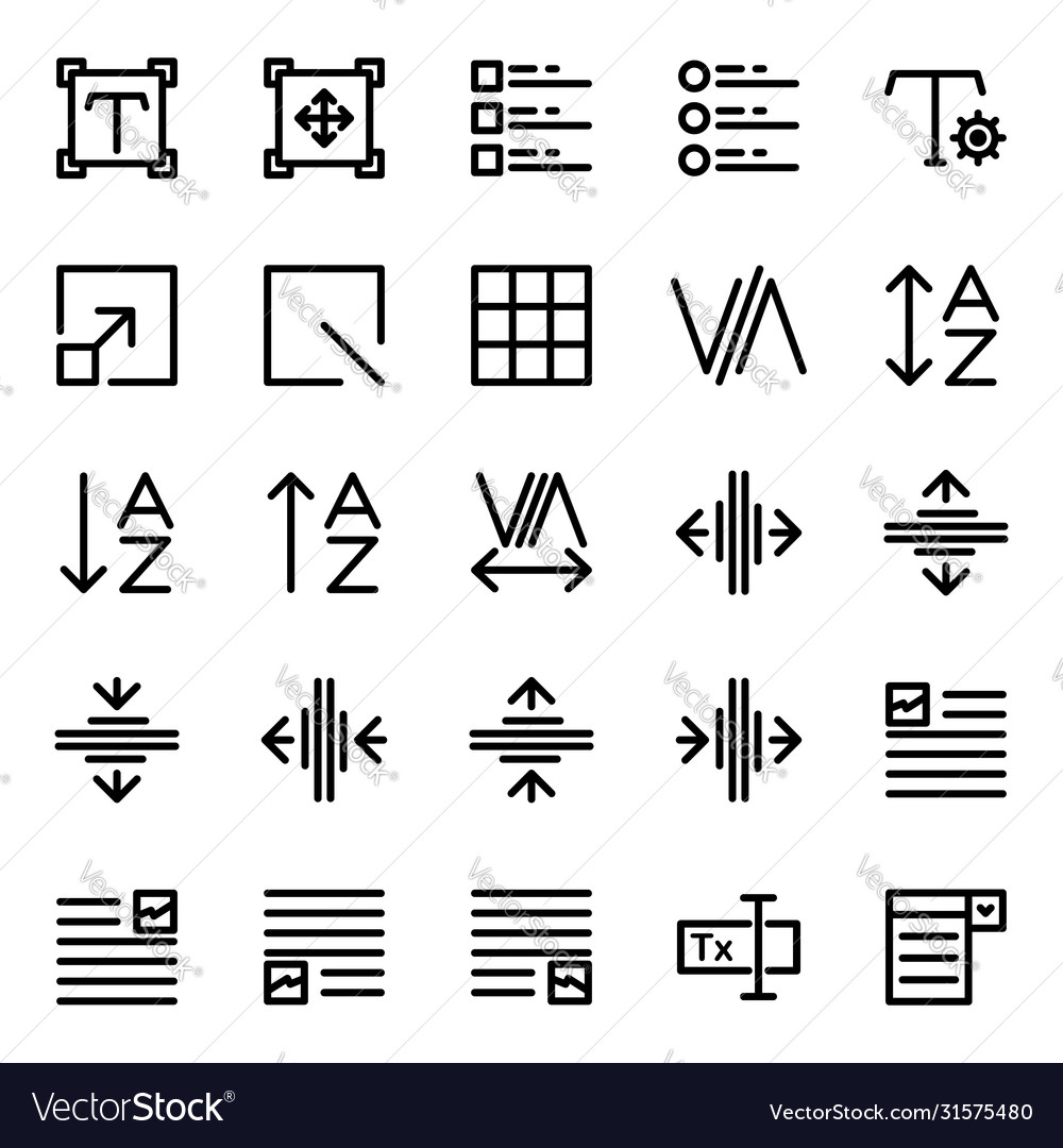 Editing text icon set include vector image Editing text icon set include