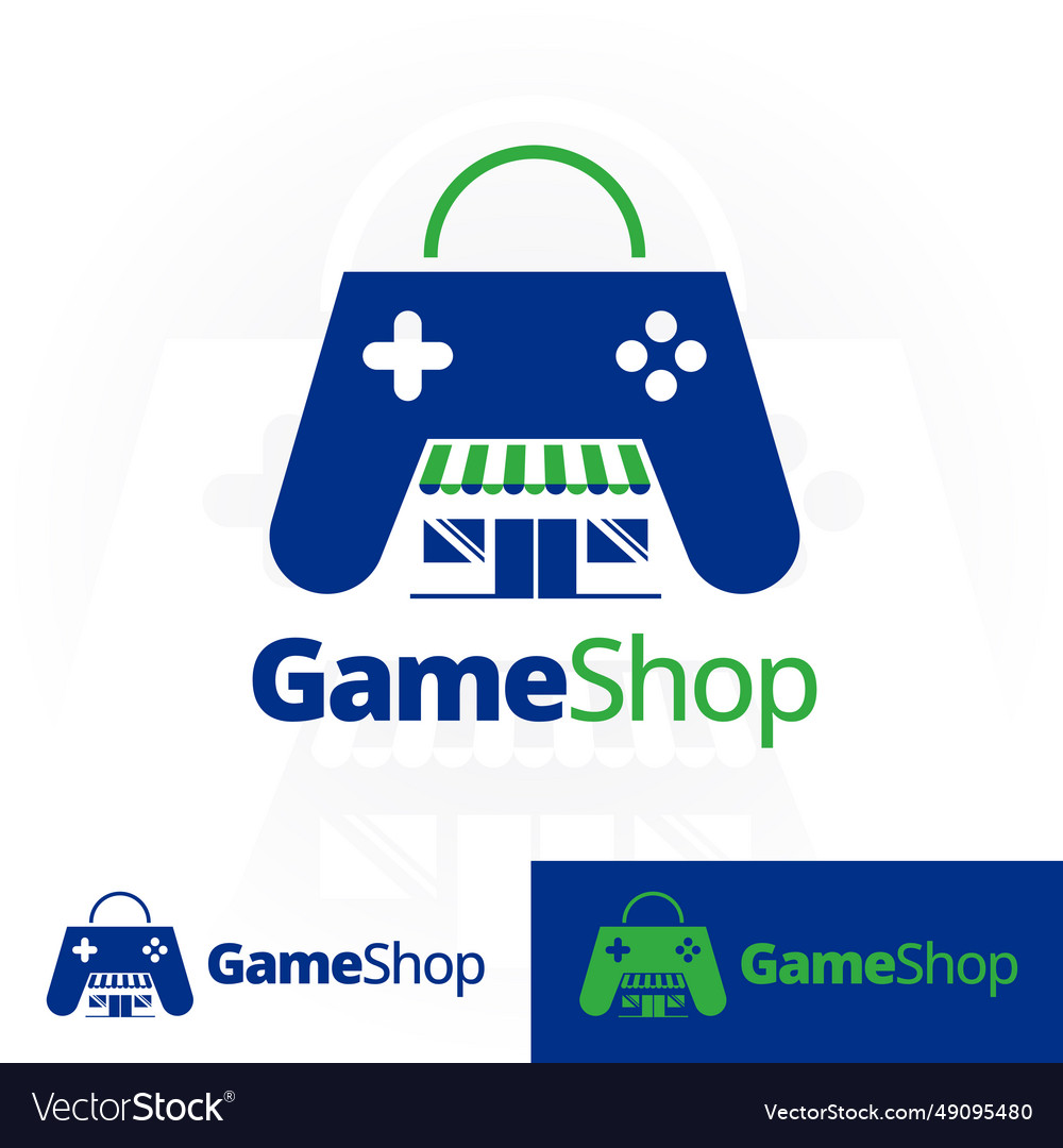 Game shop logo concept for video store Royalty Free Vector