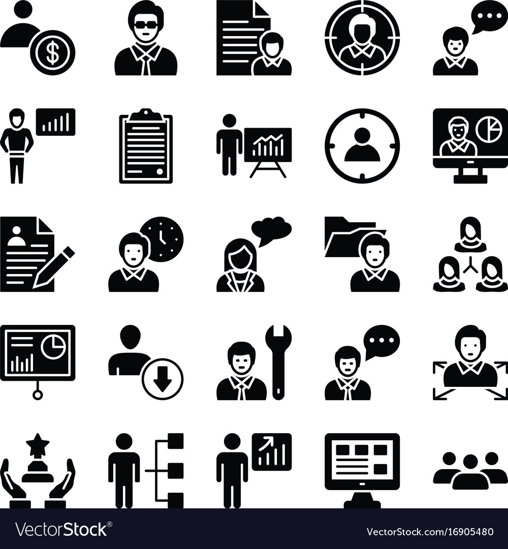 Human Resources Glyphs Icons 1 Royalty Free Vector Image