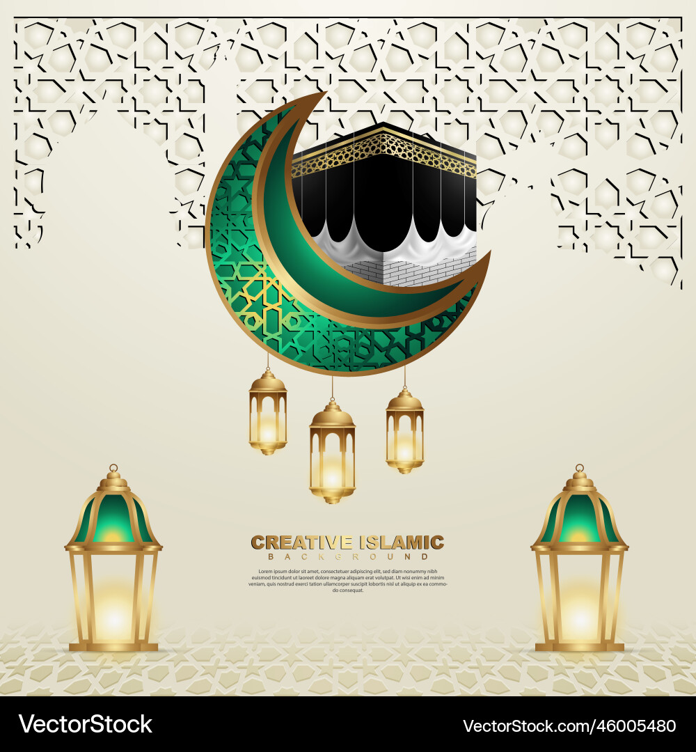 Islamic design greeting card background template Vector Image