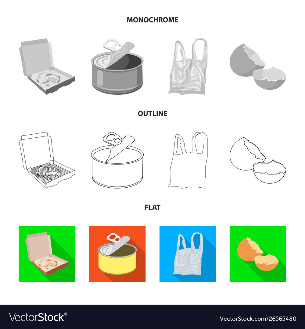 Isolated object refuse and junk symbol set vector image Isolated object refuse and junk symbol set