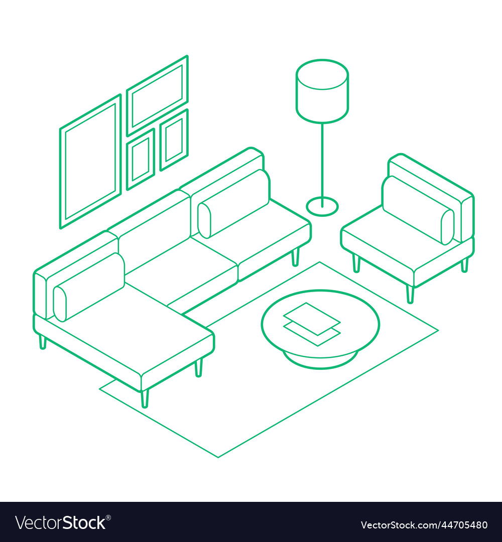 Isometric living room outline