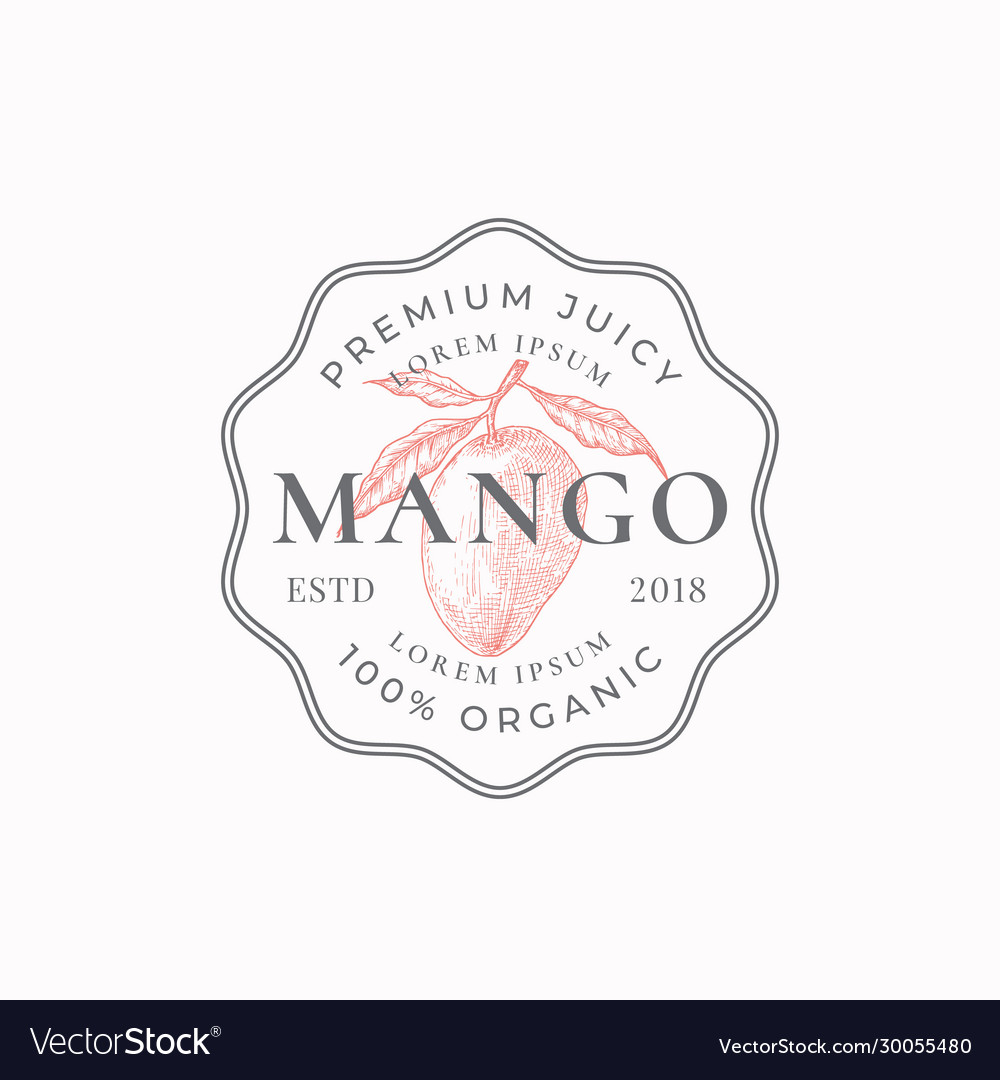 Juicy mango frame badge or logo template hand Vector Image