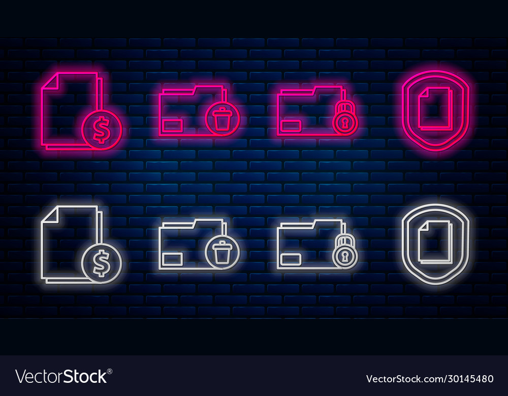 Set line delete folder and lock finance vector image Set line delete folder and lock finance