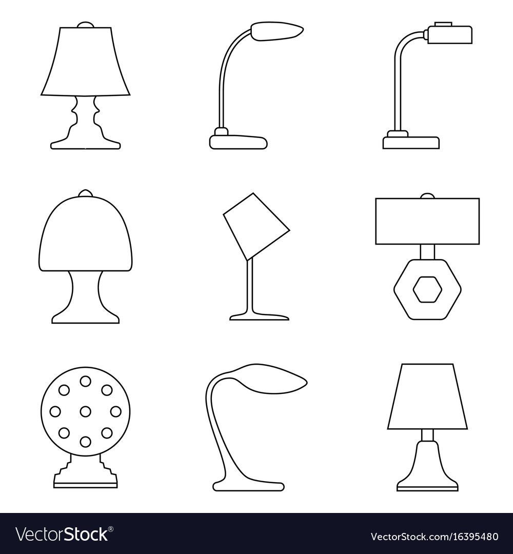 Set of table lamp icon
