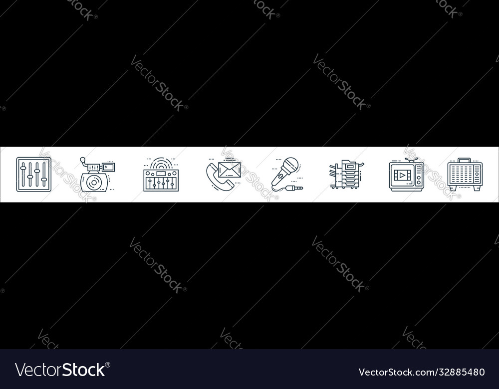 Technology devices line icons linear set quality vector image Technology devices line icons linear set quality