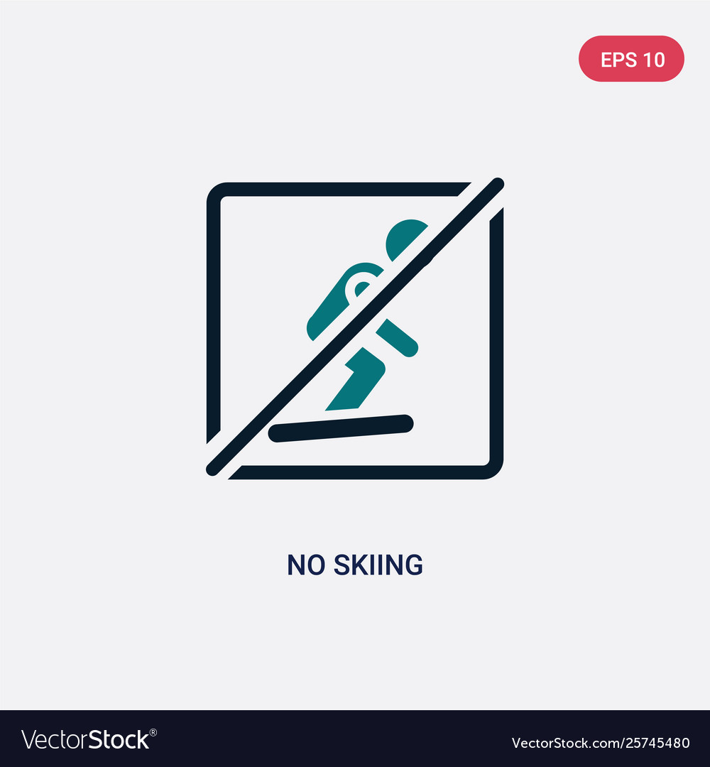 Two color no skiing icon from maps and flags