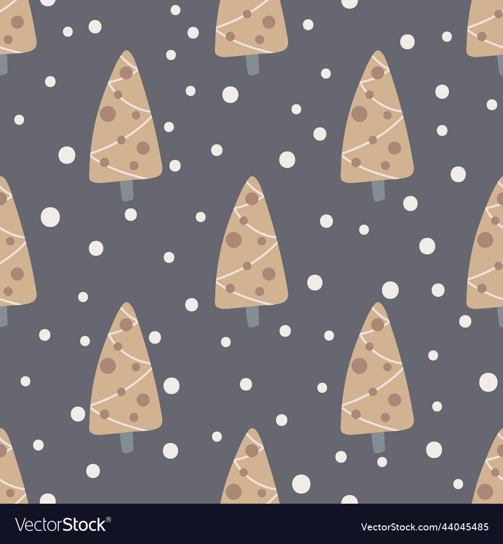 Christmas tree and snowflake seamless pattern new vector image Christmas tree and snowflake seamless pattern new