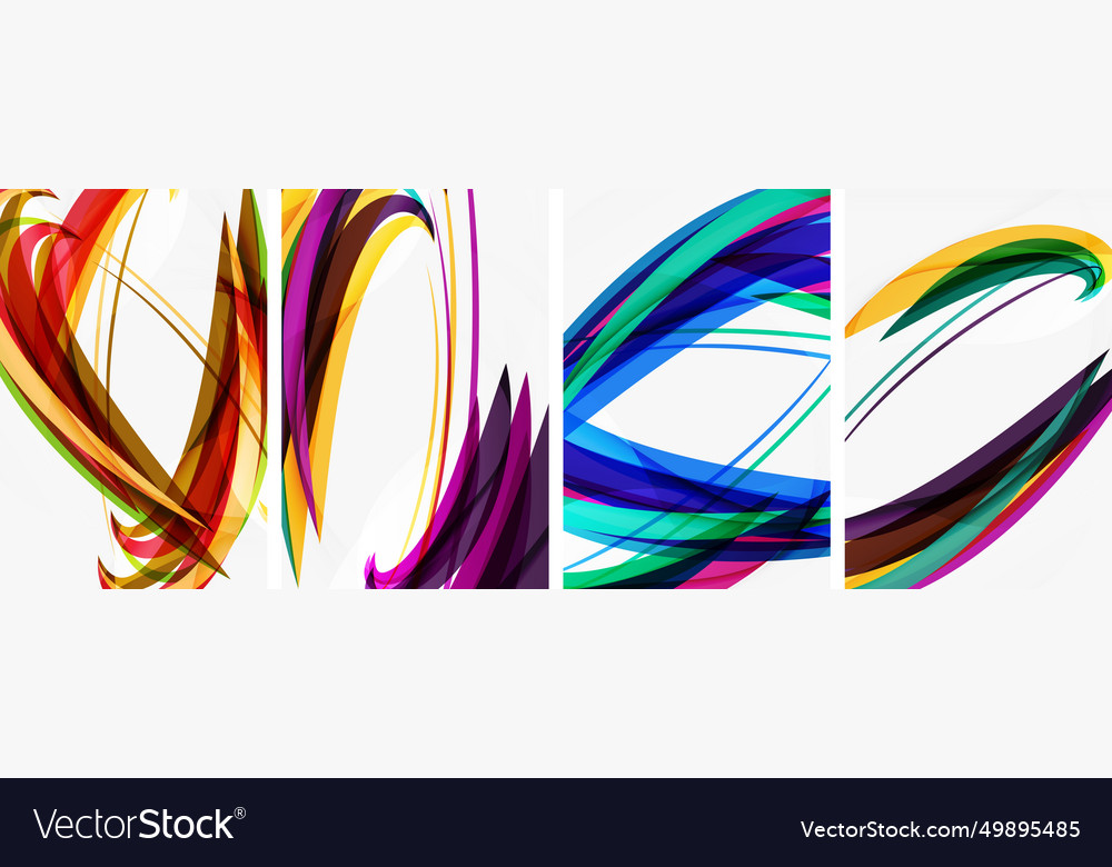 Colorful wave lines poster set for wallpaper Vector Image