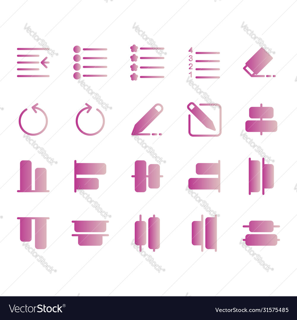 Editing text icon set include vector image Editing text icon set include