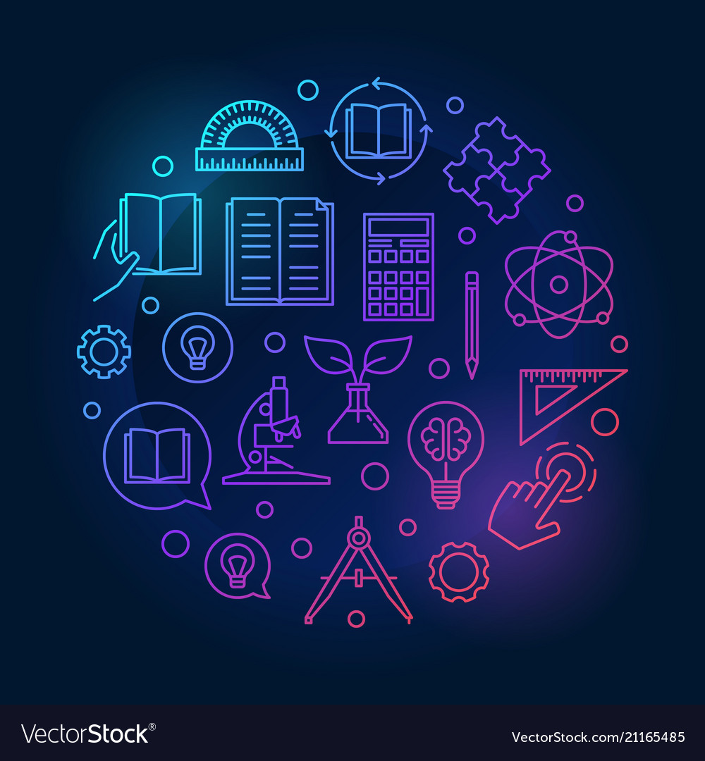 Education colorful round outline Royalty Free Vector Image
