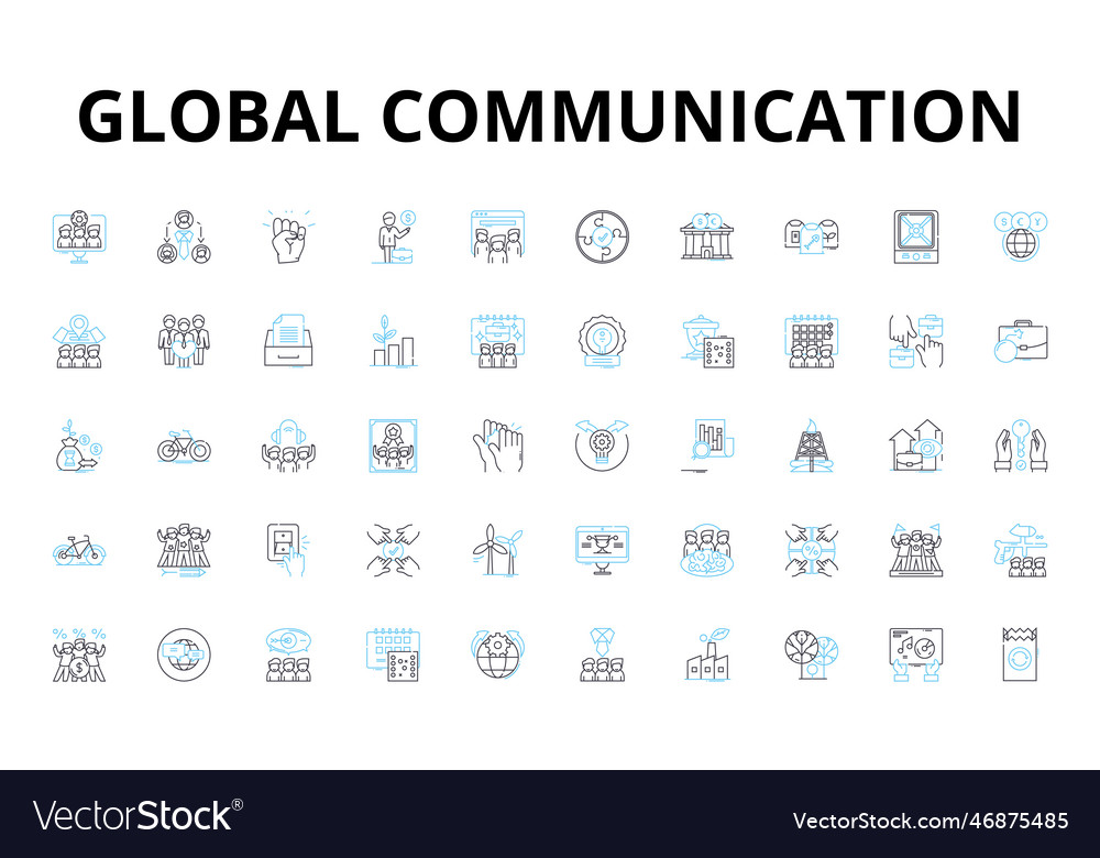 Global communication linear icons set vector image Global communication linear icons set