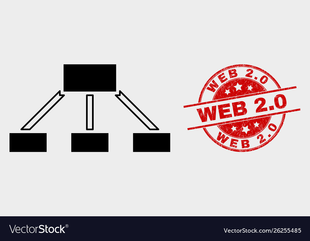 Hierarchy links icon and distress web 20 vector image Hierarchy links icon and distress web 20