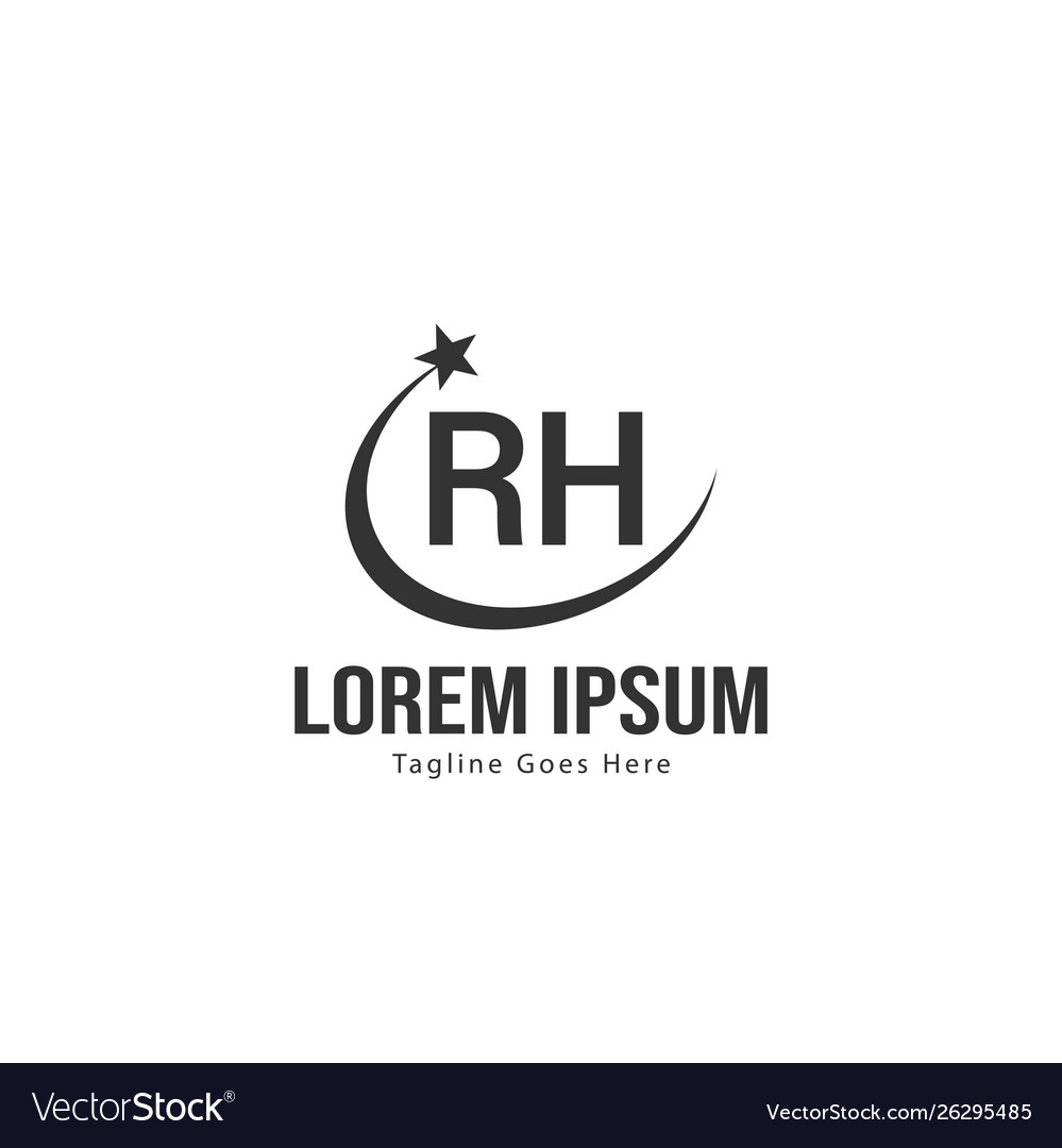 Initial rh logo template with modern frame