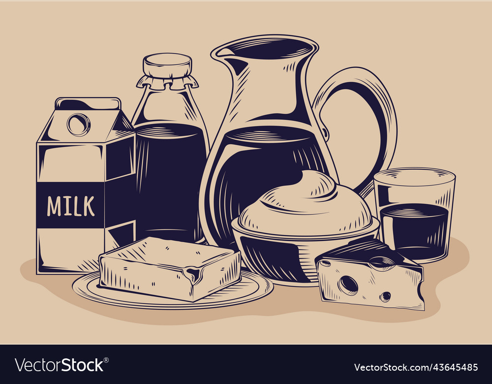 Milk Products Food Royalty Free Vector Image Vectorstock 0930