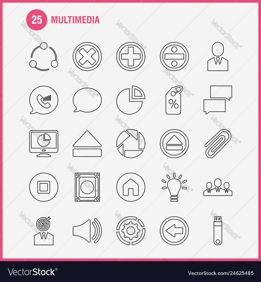 Multimedia line icon for web print and mobile vector image Multimedia line icon for web print and mobile