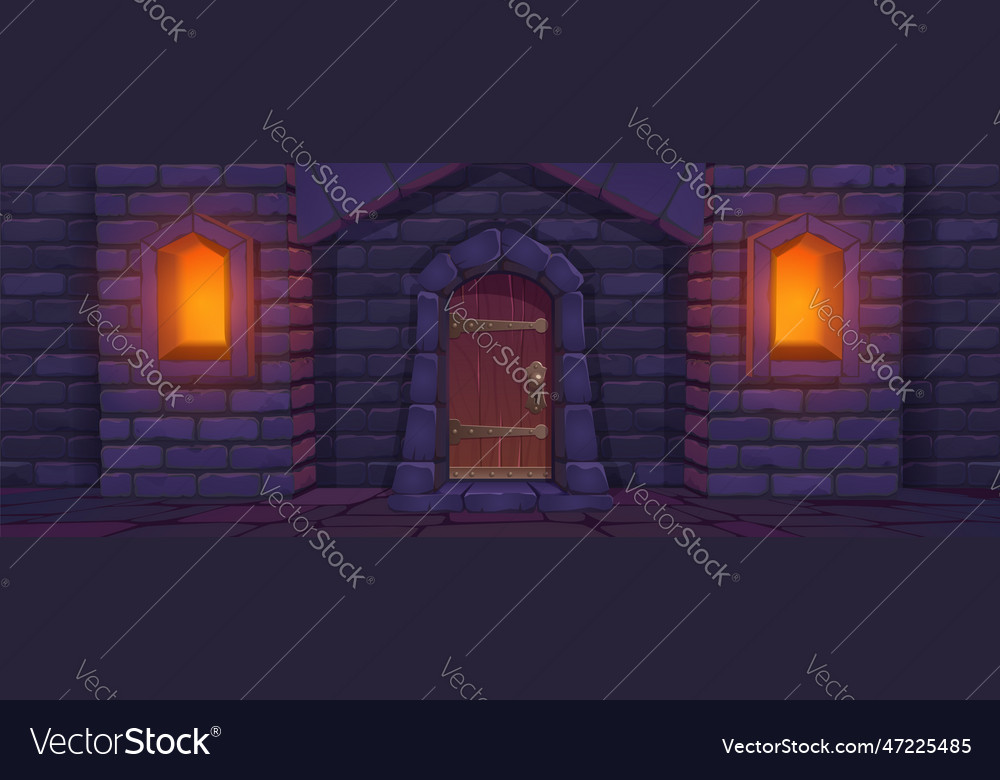 Old wooden door of medieval castle Royalty Free Vector Image